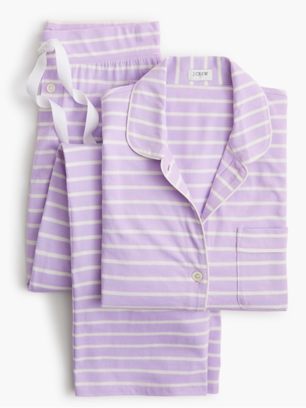 J. Crew Factory Long-sleeve knit pajama set Lavender & White Stripe